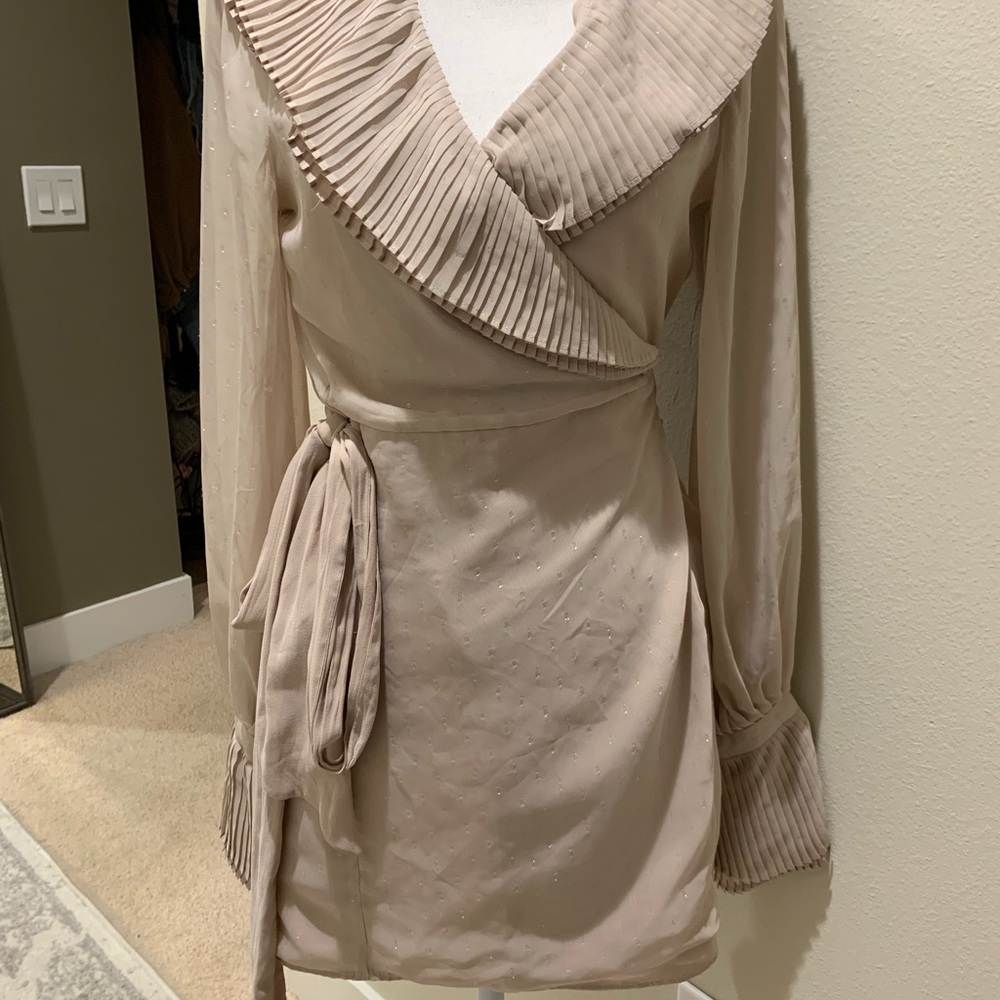 Chrissy Teigen x Revolve Tan Wrap Dress